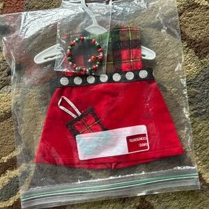 Festive Red Plaid Doll Dress with Accessories
